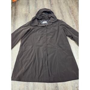 Liz Claiborne Women's Long Solid Brown Plus Size Coat Jacket 3x/4x Hooded